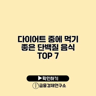 다이어트 중에 먹기 좋은 단백질 음식 TOP 7