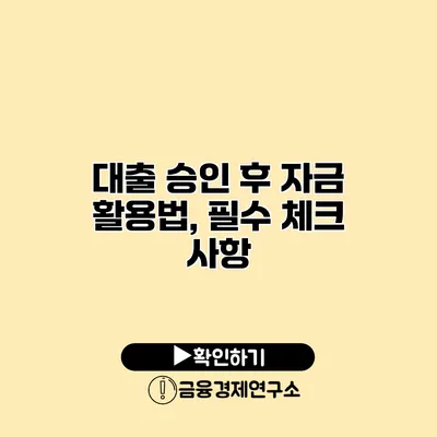 대출 승인 후 자금 활용법, 필수 체크 사항