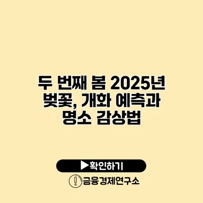 두 번째 봄 2025년 벚꽃, 개화 예측과 명소 감상법