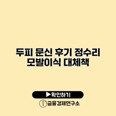 두피 문신 후기 정수리 모발이식 대체책