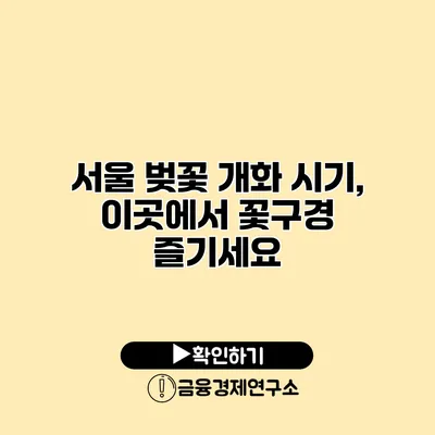 서울 벚꽃 개화 시기, 이곳에서 꽃구경 즐기세요