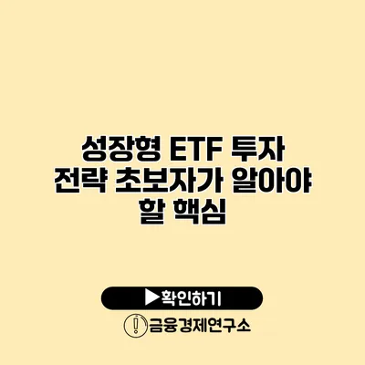 성장형 ETF 투자 전략 초보자가 알아야 할 핵심