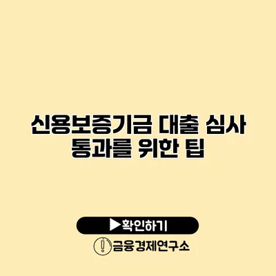 신용보증기금 대출 심사 통과를 위한 팁