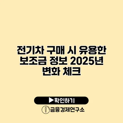 전기차 구매 시 유용한 보조금 정보 2025년 변화 체크