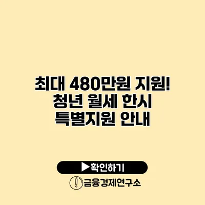 최대 480만원 지원! 청년 월세 한시 특별지원 안내