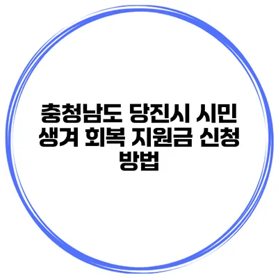 충청남도 당진시 시민 생겨 회복 지원금 신청 방법