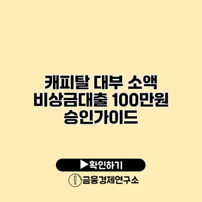 캐피탈 대부 소액 비상금대출 100만원 승인가이드