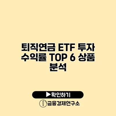 퇴직연금 ETF 투자 수익률 TOP 6 상품 분석