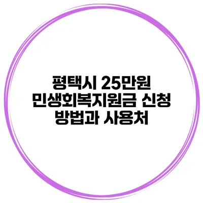 평택시 25만원 민생회복지원금 신청 방법과 사용처