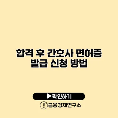 합격 후 간호사 면허증 발급 신청 방법