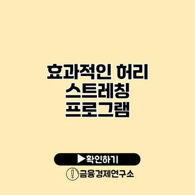 효과적인 허리 스트레칭 프로그램