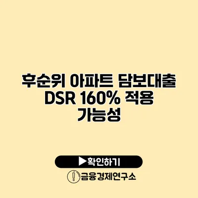 후순위 아파트 담보대출 DSR 160% 적용 가능성