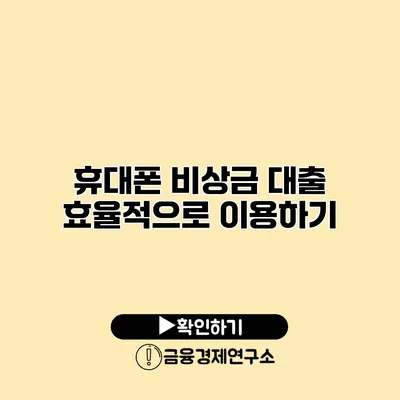 휴대폰 비상금 대출 효율적으로 이용하기
