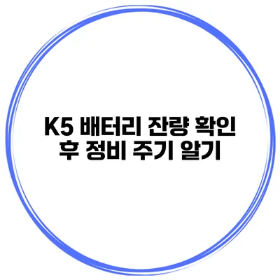 K5 배터리 잔량 확인 후 정비 주기 알기