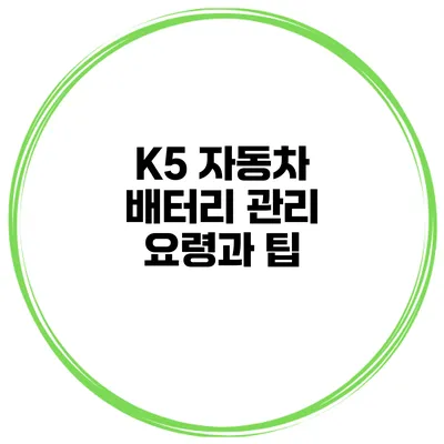 K5 자동차 배터리 관리 요령과 팁