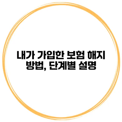 내가 가입한 보험 해지 방법, 단계별 설명