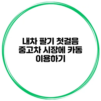 내차 팔기 첫걸음 중고차 시장에 카동 이용하기