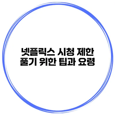 넷플릭스 시청 제한 풀기 위한 팁과 요령