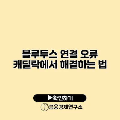 블루투스 연결 오류? 캐딜락에서 해결하는 법