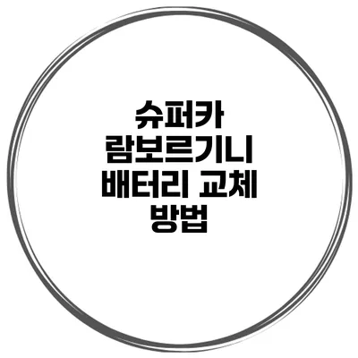 슈퍼카 람보르기니 배터리 교체 방법