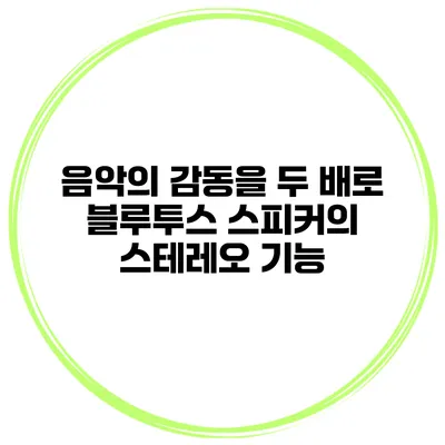 음악의 감동을 두 배로 블루투스 스피커의 스테레오 기능