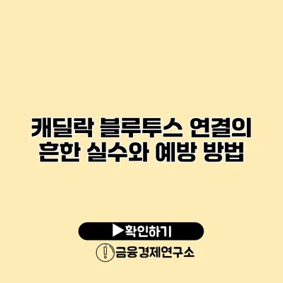 캐딜락 블루투스 연결의 흔한 실수와 예방 방법