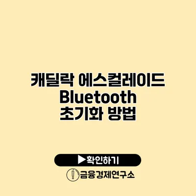 캐딜락 에스컬레이드 Bluetooth 초기화 방법