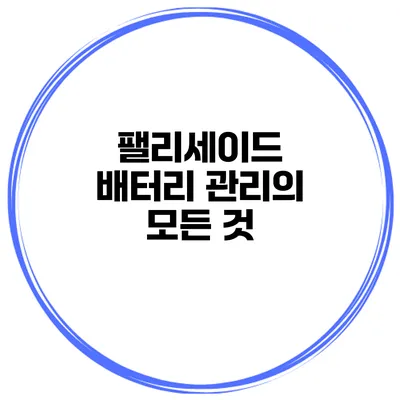 팰리세이드 배터리 관리의 모든 것