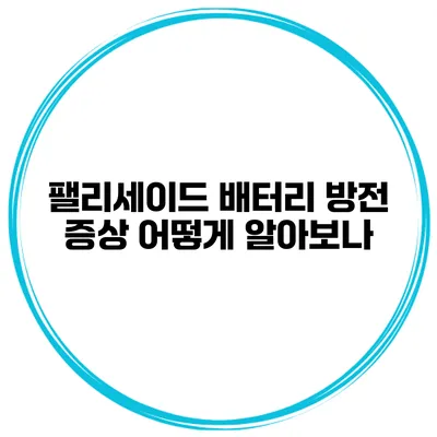 팰리세이드 배터리 방전 증상 어떻게 알아보나?